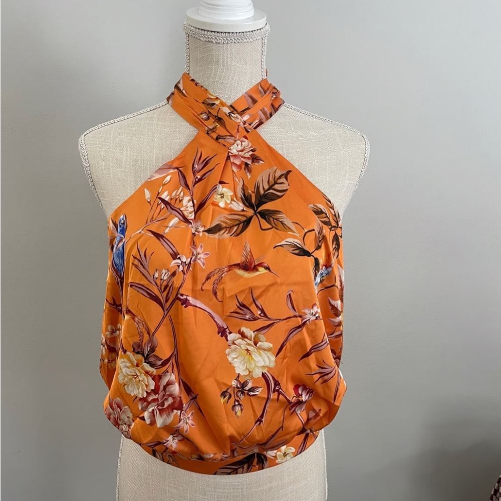 Floral Halter Top - Orange